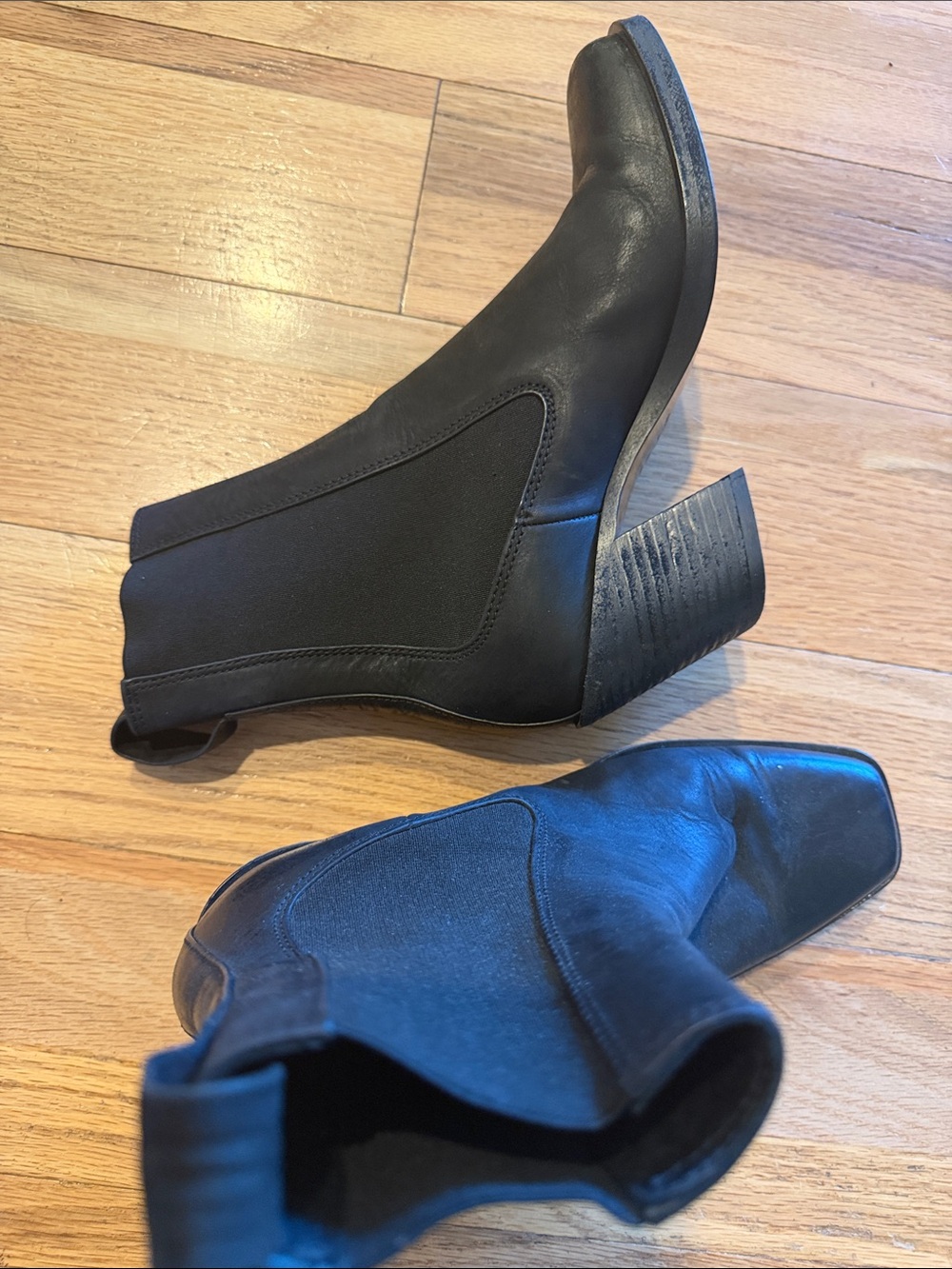 rag & bone Black Leather Chelsea Block-Heel Ankle Boots